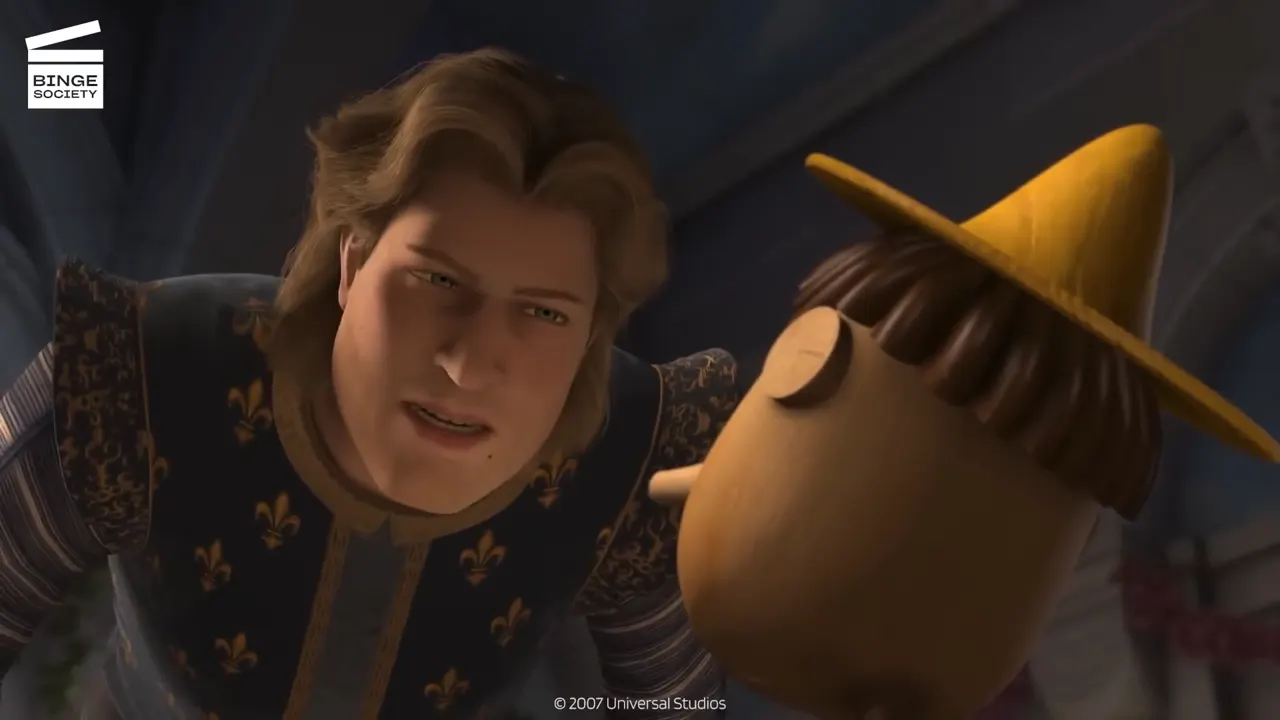 Shrek the Third Pinocchio tries to lie cover